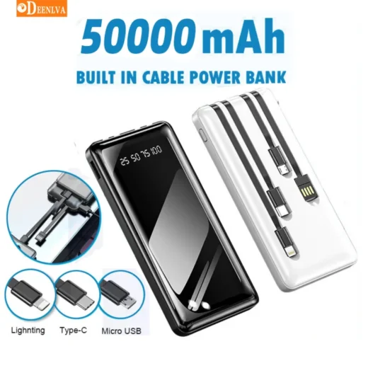 Powerbank 50000mAh   Flash Charging Power bank Mobile Powerbank with Charging Cable充电宝50000mAh