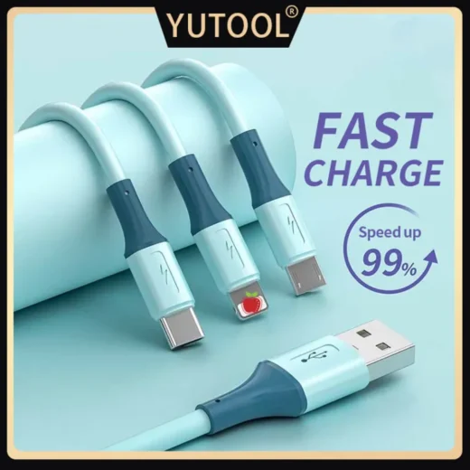 YUTOOL 3 in 1 super fast charging type-c charger Android USB cable 5A speed data cable transmission mobile phone lightning flash charging suitable for iPhone Huawei Xiaomi Samsung vivo oppo 1m charging cable data line