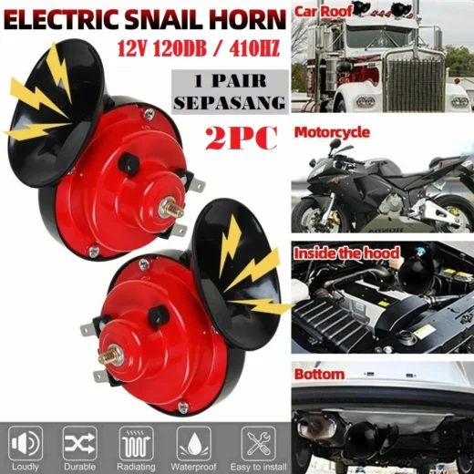 2Pc Car Horn Loud 12v BM Horn Snail Horn Air Honk Motorcycle Horn Train Lorry Van Music Siren Horn Universal 120DB Horn Siput Bunyi Kuat Hon Kereta Motosikal Hon Motor Moto Van Lori Car Accessories Aksesori Kereta