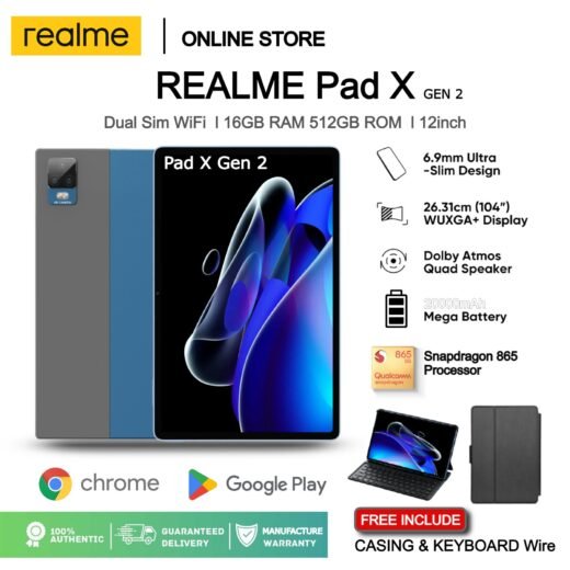 Realme Pad Tablet P70 12Inch Android 12.0 [12GB RAM 512GB ROM] Dual SIM 4G LTE WiFi 2.4/5G#Import Set