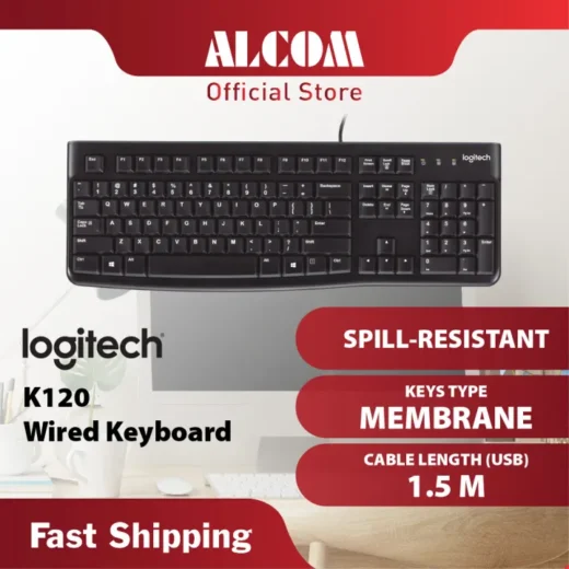 LOGITECH K120 Wired Keyboard with Comfortable, Quiet Typing, Spill-Resistant Design & Plug and Play USB Connection