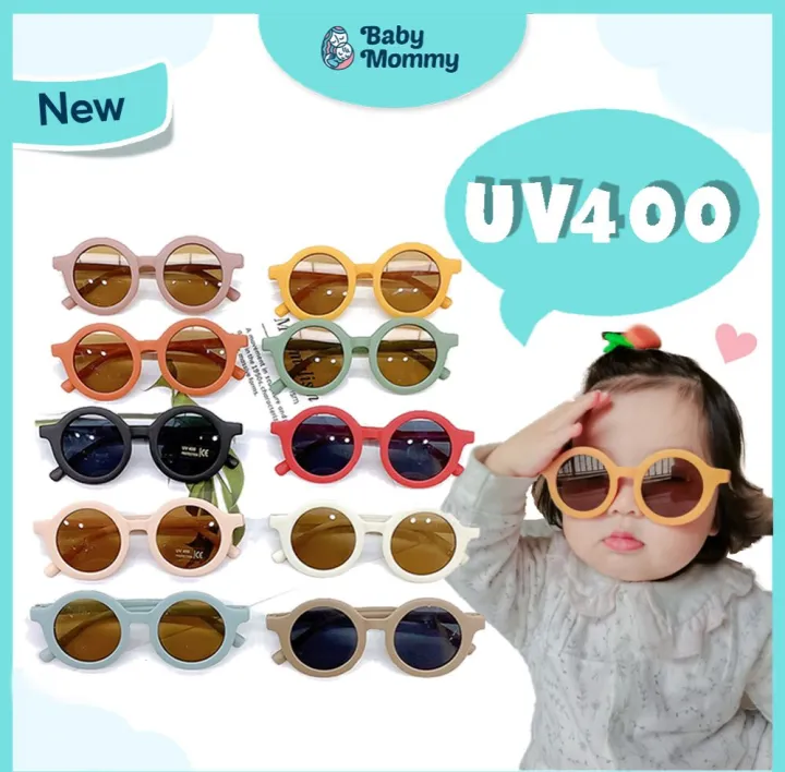 Ready Stock 🇲🇾 UV400 Kids Sunglasses Boy Girl Baby Fashionable Sunglasses Trendy Eyewear Round Glasses Cermin Mata Hitam