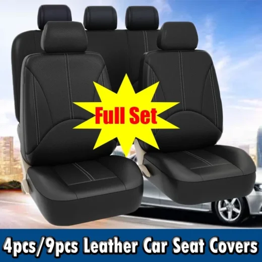 4pcs/9pcs Car Seat Cover Set Leather,Automotive Black Seat Protector Covers,Car Seat Covers Universal,Car Accessories