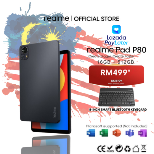 ✨READY STOCK✨ | Realme Tablet P80 Tablet (16GB RAM + 512GB ROM) Snapdragon865 | 25000mAh | Dual SIM 5G LTE SMART TABLET