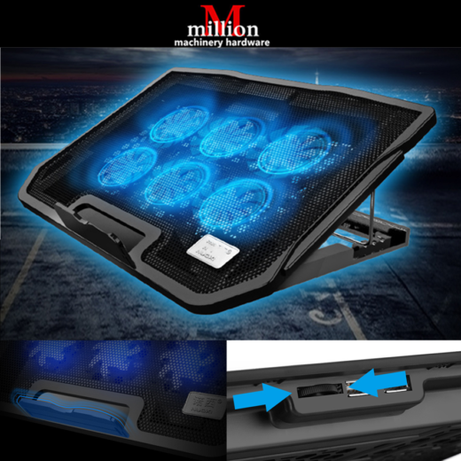 H9/P9 Laptop Cooler 6 Fans Laptop Cooling Pad Adjustable laptop stand Dual USB LED Backlit Notebook Cooler
