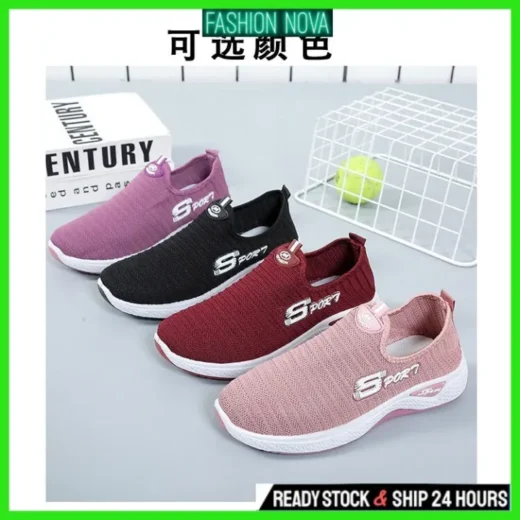 Fashion Nova 💝 READY STOCK Sport Slip on Sneaker Women's Sport Shoes Kasut Walking Running Lady Perempuan Wanita Lawa Gift
