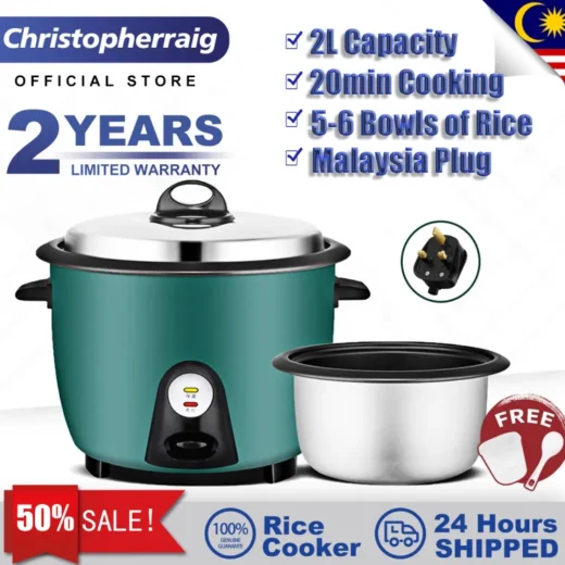 🔥rice cooker electric🔥CHRIS Periuk Elektrik rice cooker 2 liter Mini Rice Cookers Electric Small Household Multifunctional Cooking Machine Non-stick Rice Cooker restuker masak nasi Elektrik Reskuker Nasi Mini 电饭锅 迷你电饭煲