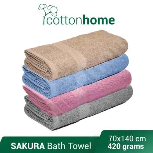 SAKURA Adult Bath Towel / Tuala Mandi | Cotton Towel - 70x140cm Standard size 420 grams WATER Absorbent penyerap kapas tuala mandi dewasa cottonhome