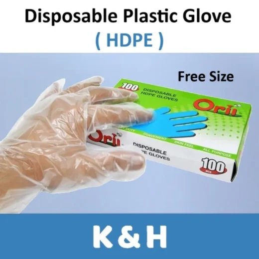 Sarung Tangan Pakai Buang (100 PCS/ 50 Pairs) Orii HDPE Disposable Plastic Glove Free Size / Orii Clear Gloves / Transparent Glove / sarung tangan