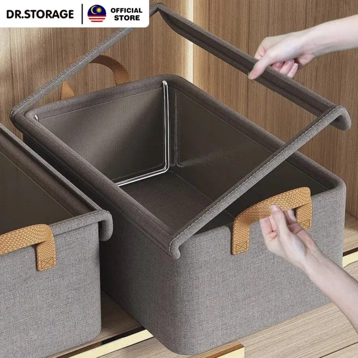 DR.STORAGE Large Capacity Foldable Clothes Storage Box with Steel Frame Clothes Organizer Storage Box Untuk Simpan Baju 衣服收纳盒