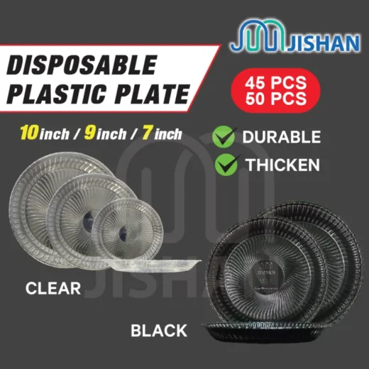 [45/50pcs] CHEAPEST JISHAN 7"/9"/10" Disposable Plastic Plate / Kenduri / PREMIUM Catering Party Buffet Plate / Pinggan Plastik 塑料盘 / 一次性盘