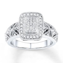 Aquamarine Heart Ring 1/10 ct tw Diamonds Sterling Silver