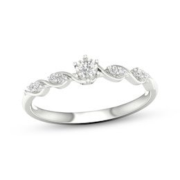 Diamond Woven Ring 1/8 ct tw Round-cut Sterling Silver